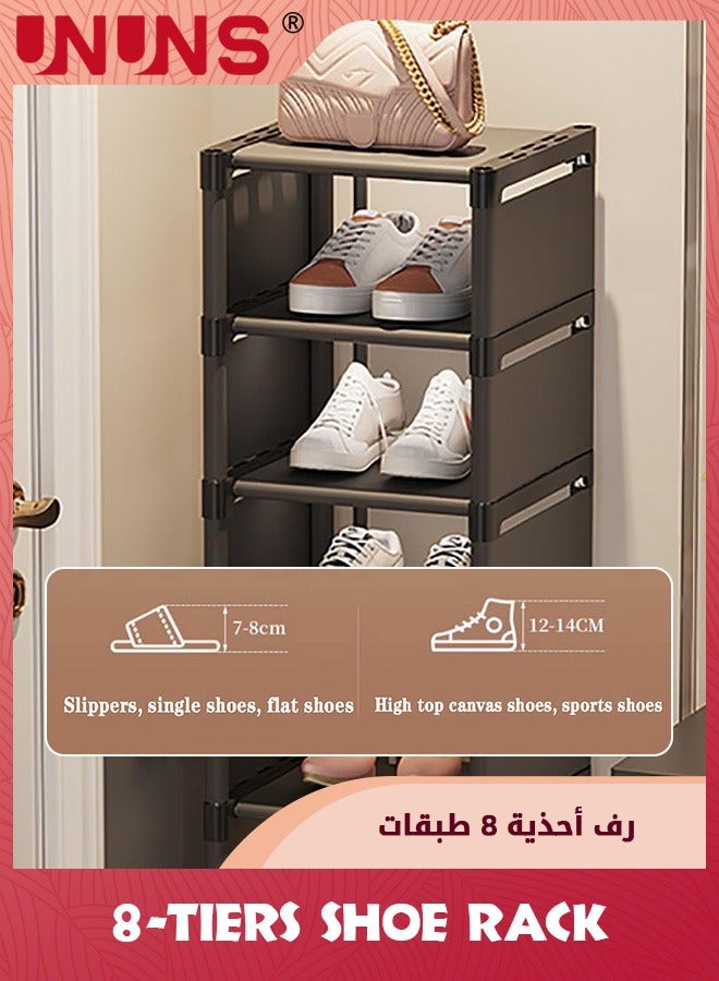 UNUNS 8 Tiers Vertical Shoe Rack,Narrow Stable Organizer,Space Saving Lightweight Storage Shelf,Sturdy Easy DIY Stand Shelving,Non-Woven Fabric Shoes Racks For Entryway Hallway Closet Bedroom - Image 4