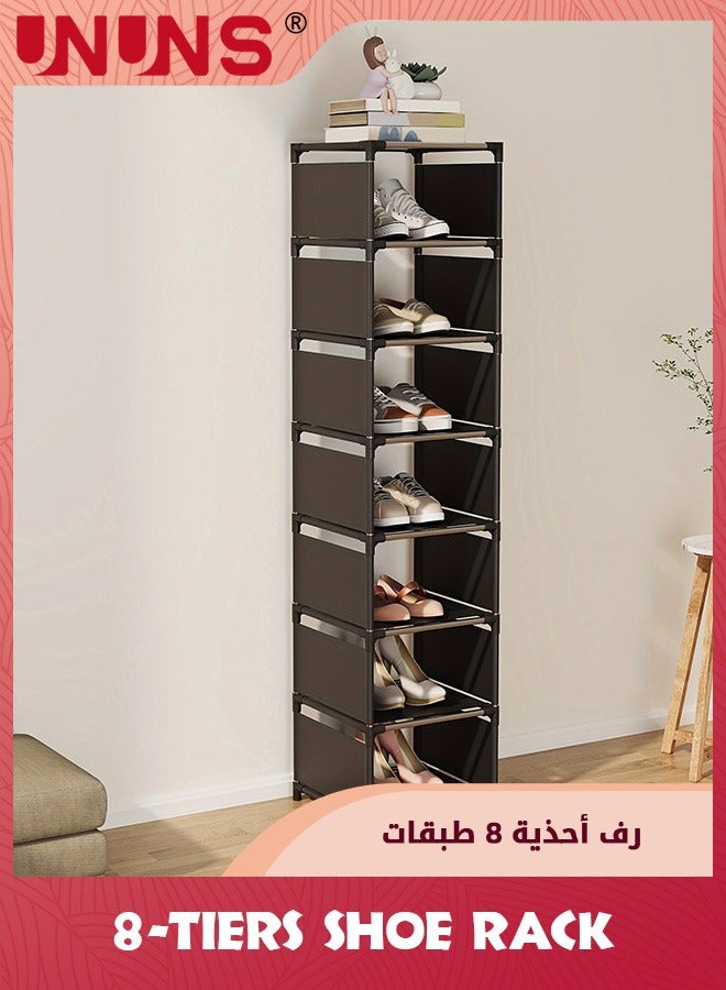 UNUNS 8 Tiers Vertical Shoe Rack,Narrow Stable Organizer,Space Saving Lightweight Storage Shelf,Sturdy Easy DIY Stand Shelving,Non-Woven Fabric Shoes Racks For Entryway Hallway Closet Bedroom - Image 3