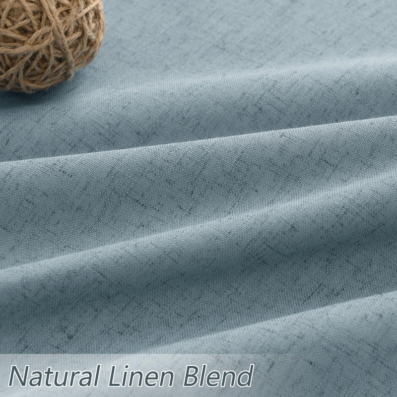 Guken Blue 100% Blackout Linen Curtains 84 Inch Length 2 Panels Set for Living Room Bedroom Back Tab Thermal Insulated Black Out Drapes Room Darkening Window Curtains 84 Inches Long Dusty Blue - Image 3