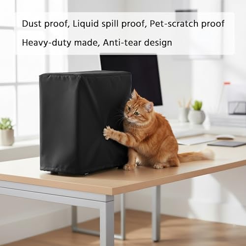 SZBRO CPU Dust Cover Large Size CPU Computer Desktop Gaming PC Mid-Tower Full Body Protective Cover Case with Adjustable Solid Cord Tight Rope Black - Image 4