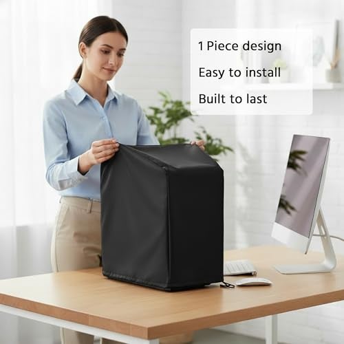 SZBRO CPU Dust Cover Large Size CPU Computer Desktop Gaming PC Mid-Tower Full Body Protective Cover Case with Adjustable Solid Cord Tight Rope Black - Image 3