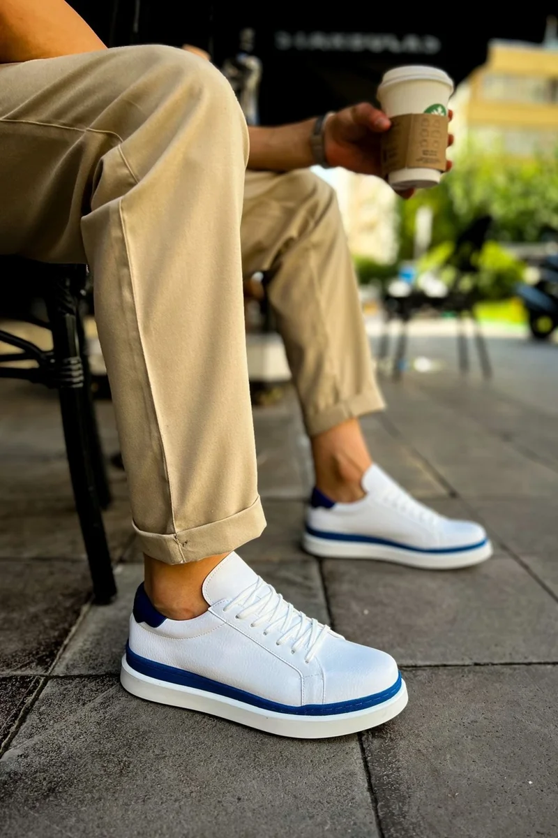 Chekich CH979 Santoni Gbt Sports Men's Shoes White/Blue