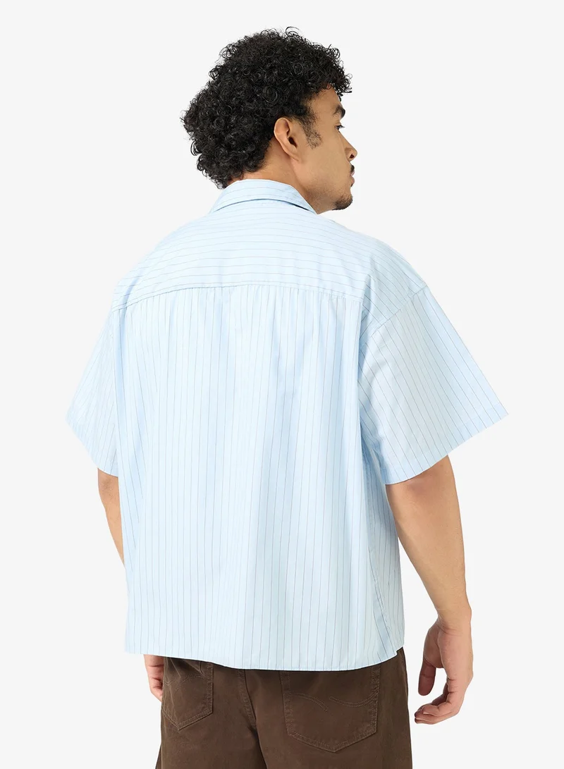 JACK & JONES Poplin Stripe  Short Sleeve Shirt