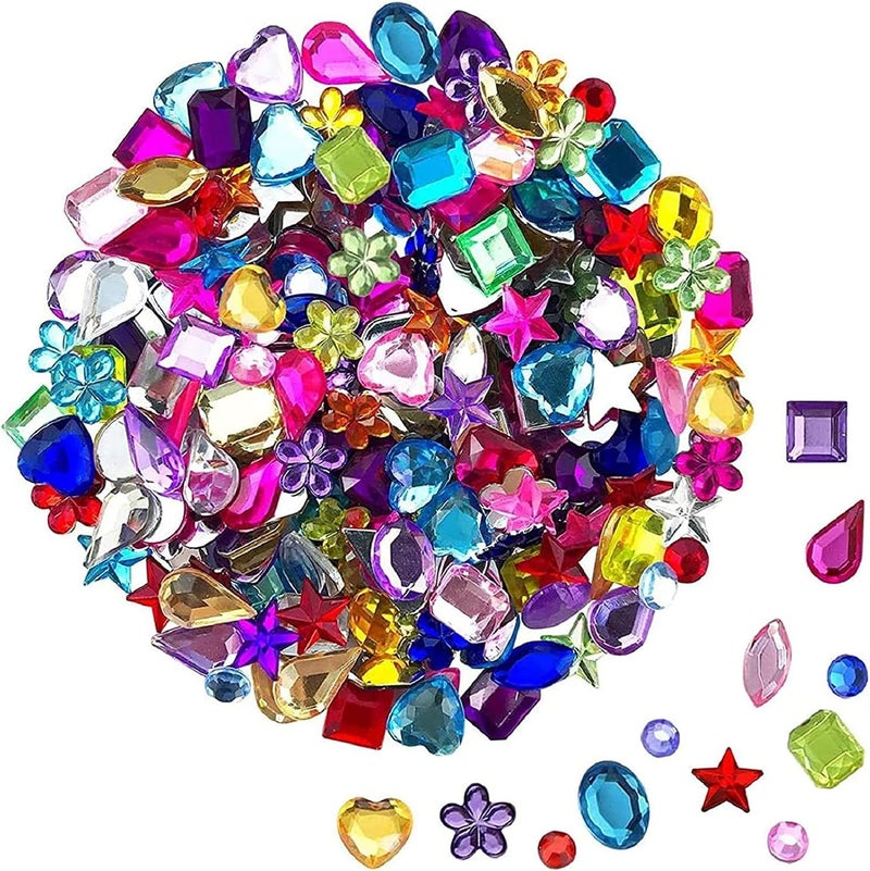 JPSOR 600pcs Gems Jewels for Crafts, Acrylic Flatback Rhinestones for Halloween Pirate Party Decorations, Crafting Embellishments Gemstone (6 Shapes, 6-13mm) - Image 1