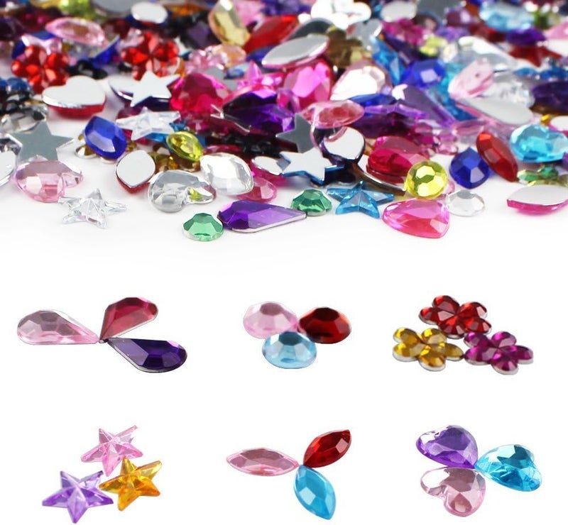 JPSOR 600pcs Gems Jewels for Crafts, Acrylic Flatback Rhinestones for Halloween Pirate Party Decorations, Crafting Embellishments Gemstone (6 Shapes, 6-13mm) - Image 5