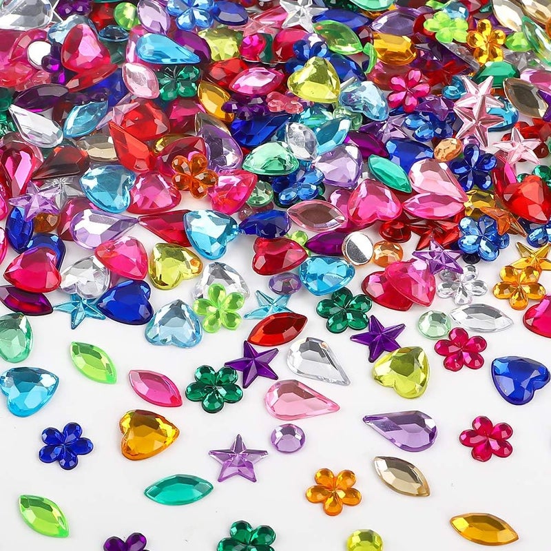 JPSOR 600pcs Gems Jewels for Crafts, Acrylic Flatback Rhinestones for Halloween Pirate Party Decorations, Crafting Embellishments Gemstone (6 Shapes, 6-13mm) - Image 4