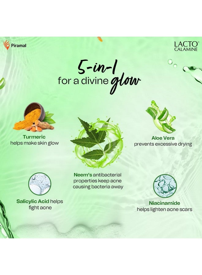 لاكتو كلامين غسول الوجه النيم بالصبار والكركم 150 مل غسول الوجه بالنياسيناميد وحمض الساليسيليك، غسول الوجه يقلل من البثور وينقي البشرة ويتحكم في الزيت لجميع أنواع البشرة - Image 5