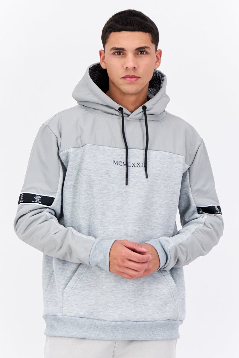 BRAVE SOUL Men Hooded Heather Long Sleeves Sweatshirt, Light Grey - Image 1