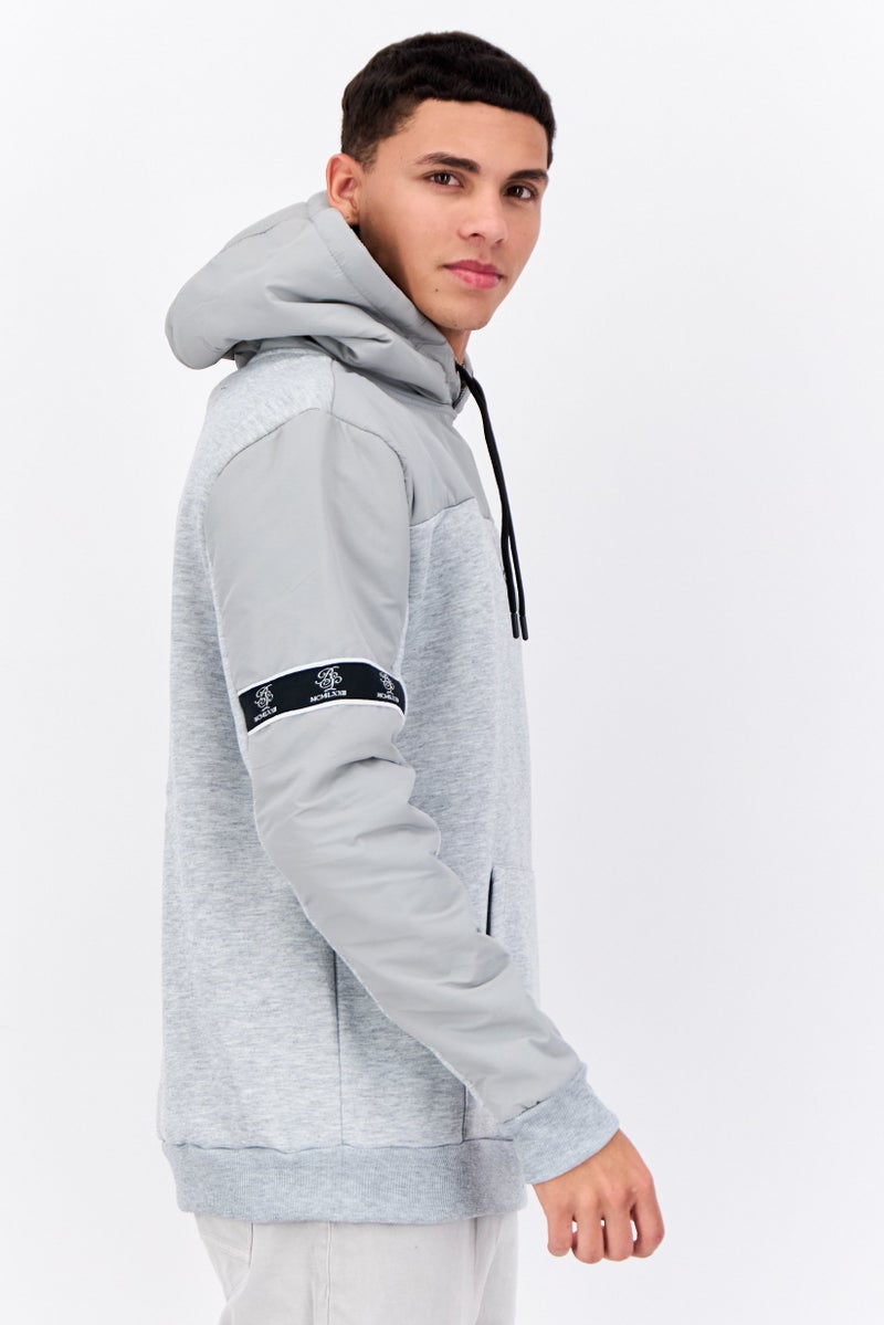 BRAVE SOUL Men Hooded Heather Long Sleeves Sweatshirt, Light Grey - Image 3