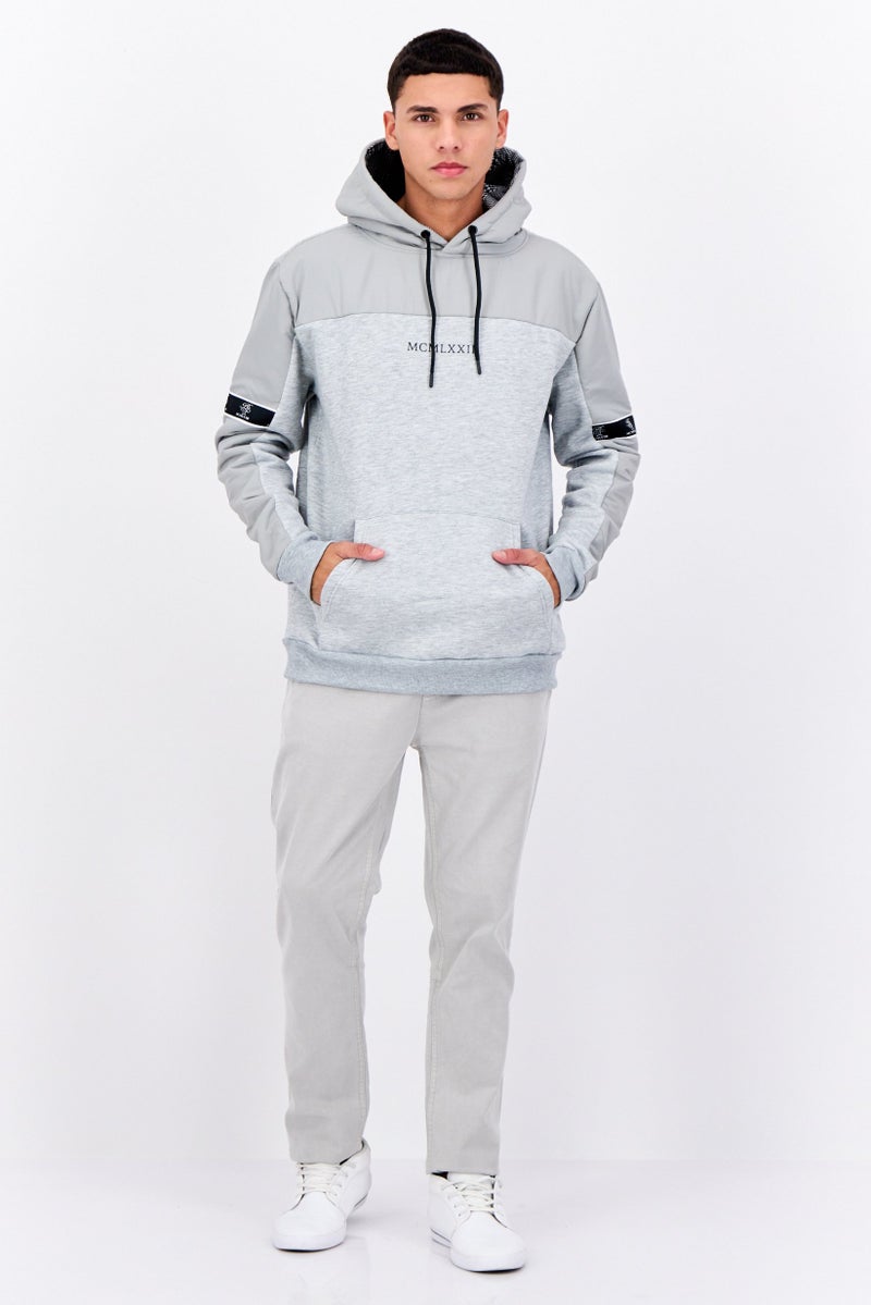 BRAVE SOUL Men Hooded Heather Long Sleeves Sweatshirt, Light Grey - Image 4