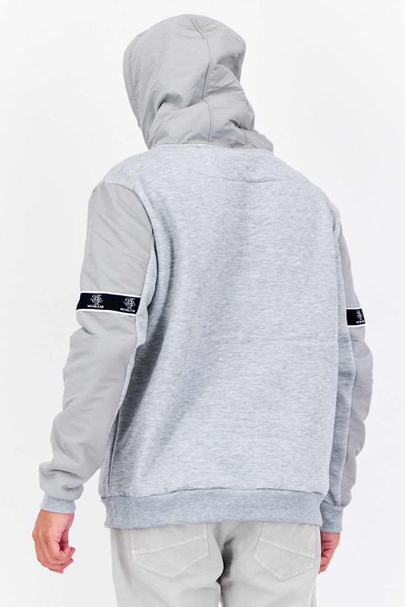 BRAVE SOUL Men Hooded Heather Long Sleeves Sweatshirt, Light Grey - Image 2