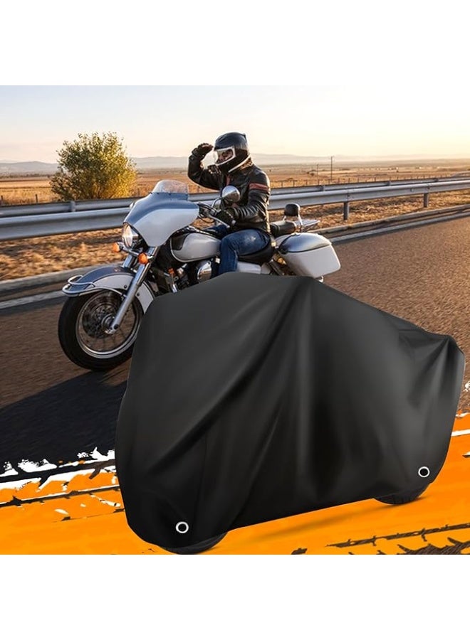 Waterproof and sun-resistant motorcycle cover with lock holes and storage bag, made of highly durable material, fits up to 104-inch Harley Davidson and all motorcycles - Image 4