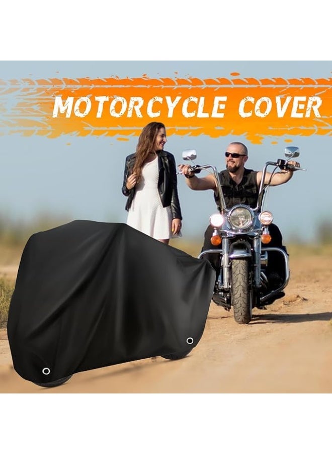 Waterproof and sun-resistant motorcycle cover with lock holes and storage bag, made of highly durable material, fits up to 104-inch Harley Davidson and all motorcycles - Image 2