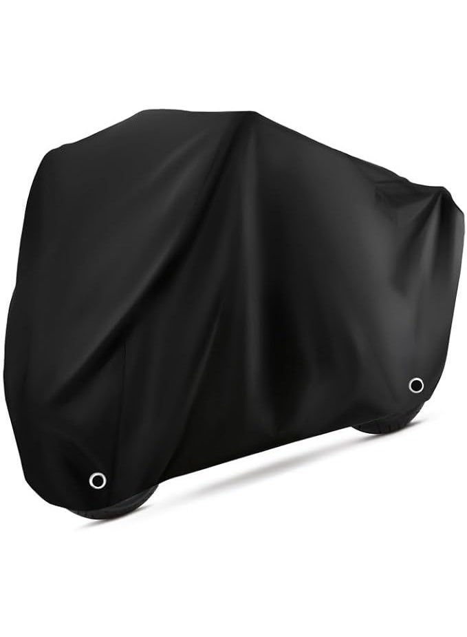 Waterproof and sun-resistant motorcycle cover with lock holes and storage bag, made of highly durable material, fits up to 104-inch Harley Davidson and all motorcycles - Image 1