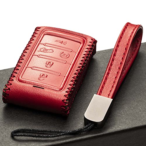 Vitodeco Genuine Leather Smart Key Fob Case Compatible with Jeep Wagoneer, Jeep Grand Wagoneer, Jeep Grand Cherokee 2022-2025 (5-Button, Red) - Image 5