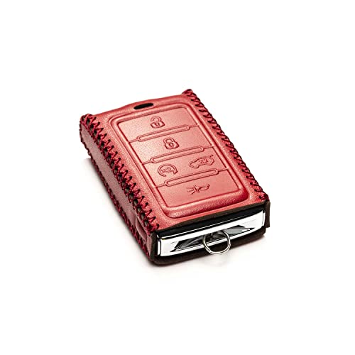 Vitodeco Genuine Leather Smart Key Fob Case Compatible with Jeep Wagoneer, Jeep Grand Wagoneer, Jeep Grand Cherokee 2022-2025 (5-Button, Red) - Image 3