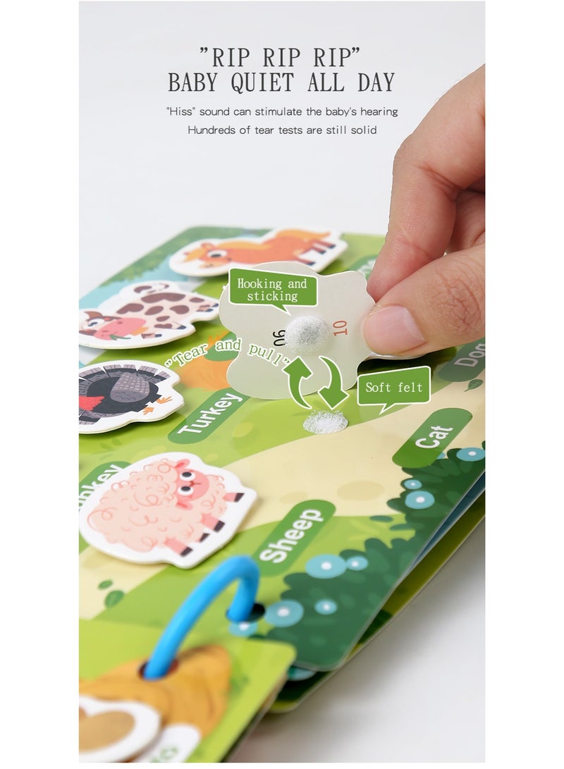 Farm Busy Book for Kids – 10 Pages Educational Learning Toy for Toddlers 3+ | Montessori Early Learning Gift | Alphabet & Sticker Activity Book | Reusable Velcro Pages - Image 4