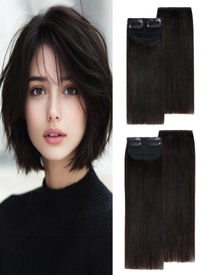 S-noilite 4 pieces Clip In Short Hair Extensions 100% Remy Human Hair Invisible Mini Short Clip in Hairpiece for Women with Thinning Hair Natural Black 6 inch&8 inch - Image 1