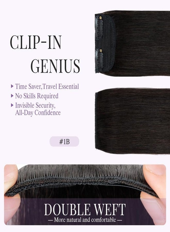 S-noilite 4 pieces Clip In Short Hair Extensions 100% Remy Human Hair Invisible Mini Short Clip in Hairpiece for Women with Thinning Hair Natural Black 6 inch&8 inch - Image 4