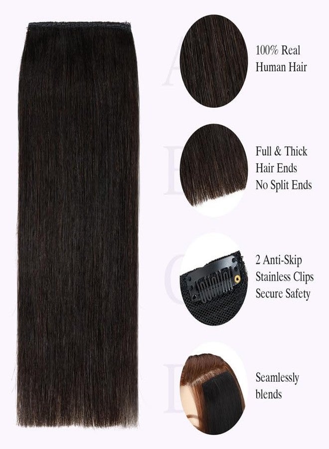 S-noilite 4 pieces Clip In Short Hair Extensions 100% Remy Human Hair Invisible Mini Short Clip in Hairpiece for Women with Thinning Hair Natural Black 6 inch&8 inch - Image 3