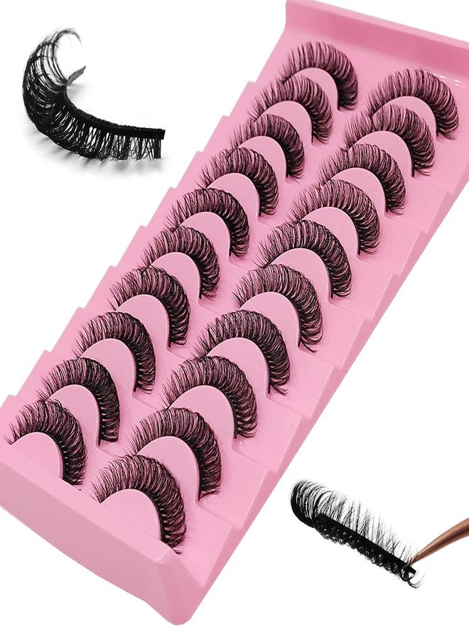 royaomis 10Pairs 3d Russian Strip Lashes, DD Curl Lash Strips, Natural False Lashes Mink, Faux Mink Eyelashes Natural Look, Wispies Mink Eyelashes, Fake Lashes(s37) - Image 3