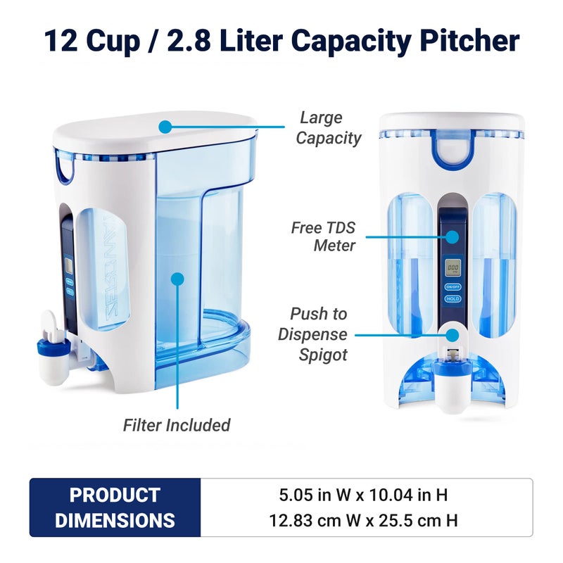 ZeroWater 12-Cup Ready-Read 5-Stage Water Filter Pitcher â€“ 0 TDS for Improved Tap Water Taste - IAPMO Certified to Reduce Lead, Chromium, and PFOA/PFOS - Image 4