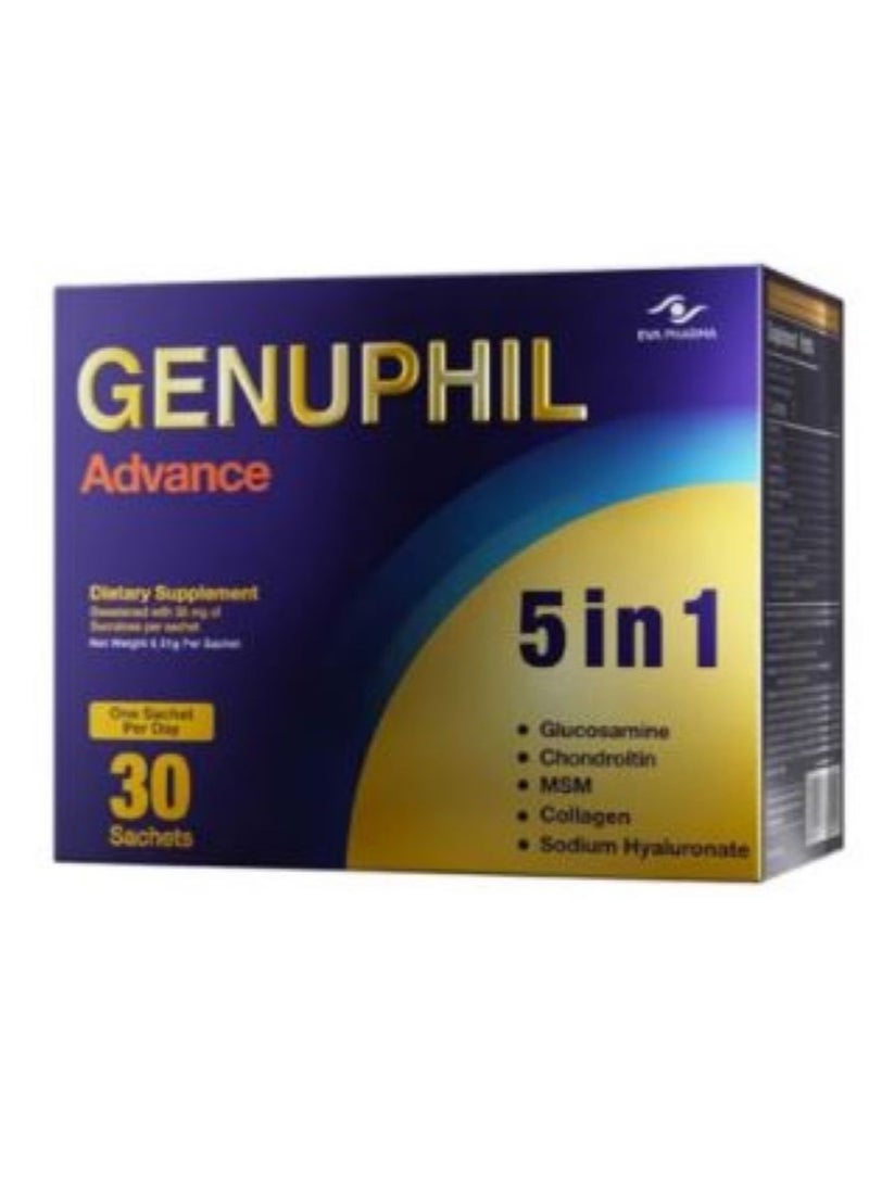 EVA PHARMA Genuphil Advance Nutritional Supplement Sachets - Joint Health Care - 30 Sachets 