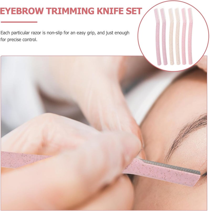 6pcs Stainless Steel Eyebrow Trimming Kit with Razor Blades Facial Hair Remover Grooming Tools for Men and Women Makeup Eyebrow Shaper Random Color - Image 3
