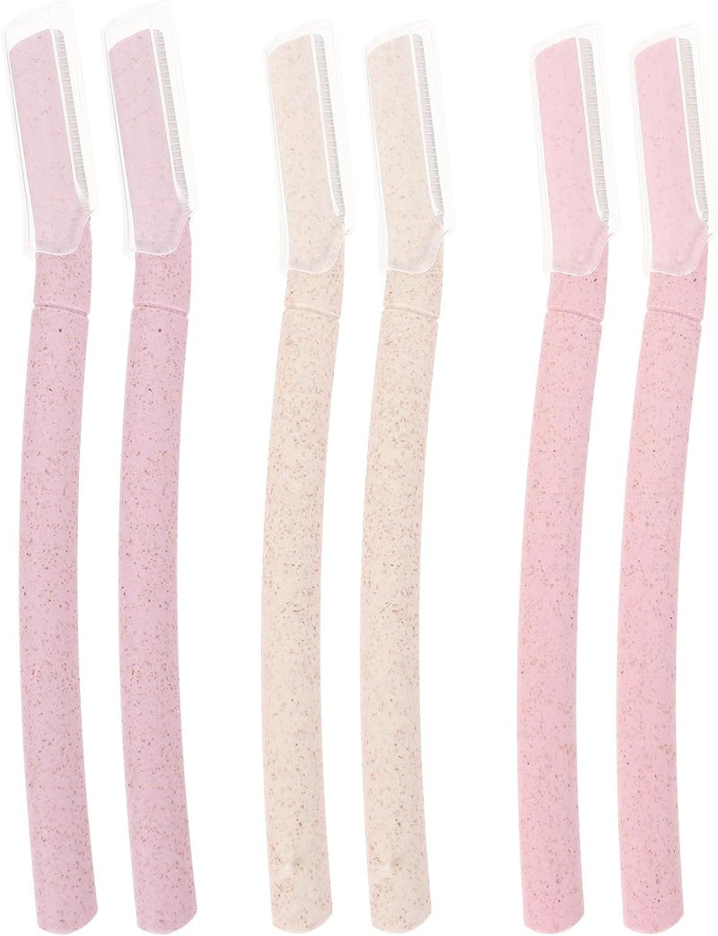 6pcs Stainless Steel Eyebrow Trimming Kit with Razor Blades Facial Hair Remover Grooming Tools for Men and Women Makeup Eyebrow Shaper Random Color - Image 1