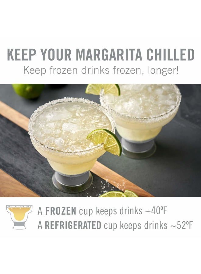 HOST FREEZE Margarita Cocktail Glasses, Frozen Cup Double Wall Plastic Margarita Glasses Drinking Set Modern Drinking Glasses 12oz Punch Pink Set of 2 - Image 3