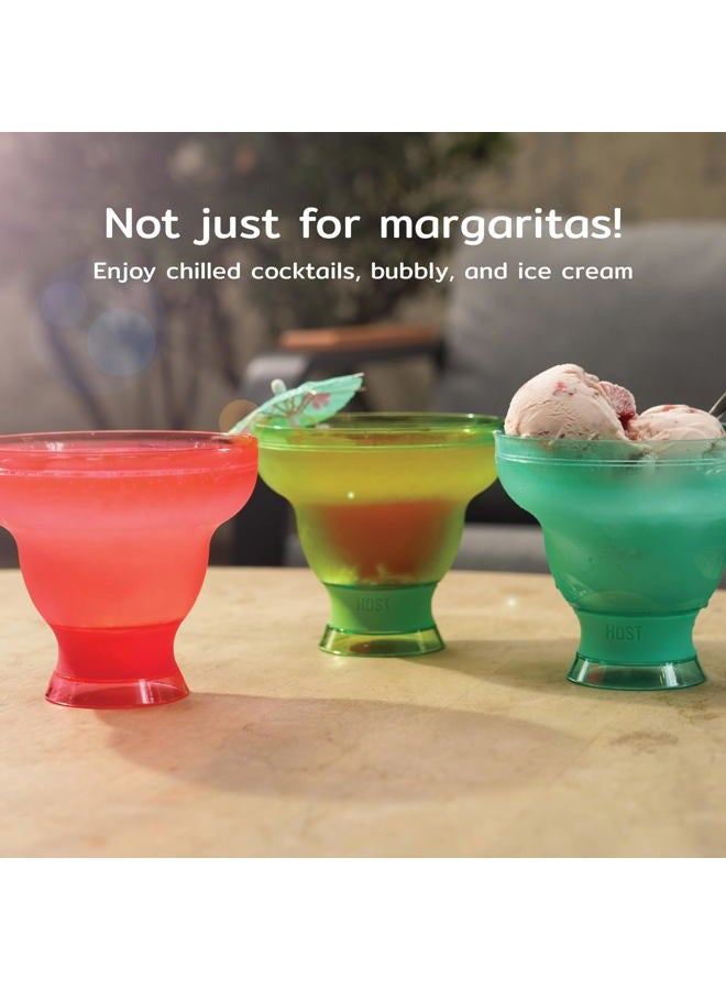 HOST FREEZE Margarita Cocktail Glasses, Frozen Cup Double Wall Plastic Margarita Glasses Drinking Set Modern Drinking Glasses 12oz Punch Pink Set of 2 - Image 5