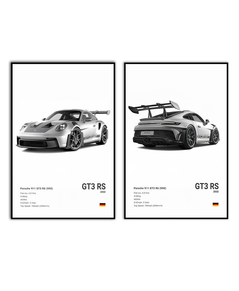 HOME TROVE  Car Poster Canvas Wall Art 911 GT Turbo Posters For Men Bedroom Aesthetics Decor (12x18, Unframed 05) - Image 1