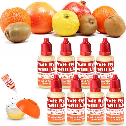 Qualirey 8 Pack Fruit Fly Trap Refill Liquid 068oz Bottle Liquid Fruit Fly Traps for Indoors Non Toxic Safe Near Food Effective Lure Refill for Indoor and Kitchen Use Red - Image 1