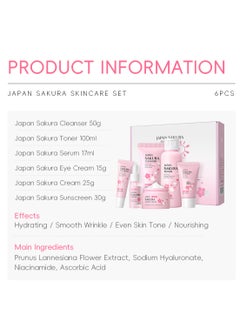 Laikou 6 Pcs Skin Care Set SAKURA Women Beauty Gift Sets Skin Care Kit with Serum, Eye Cream, Face Cream Travel Kit for Women Wife Mom Teen Girls TSA-friendly Sizes Birthday Gift  - Image 3