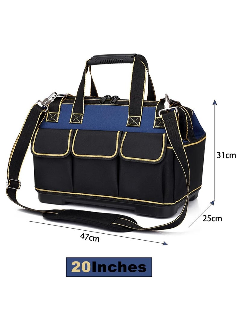 Generic Large Capacity Multi-Pocket Tool Storage Tote with Molded Base for Carpenters, Electricians, and Mechanics - Double Layer Thick Oxford Canvas  - Image 5