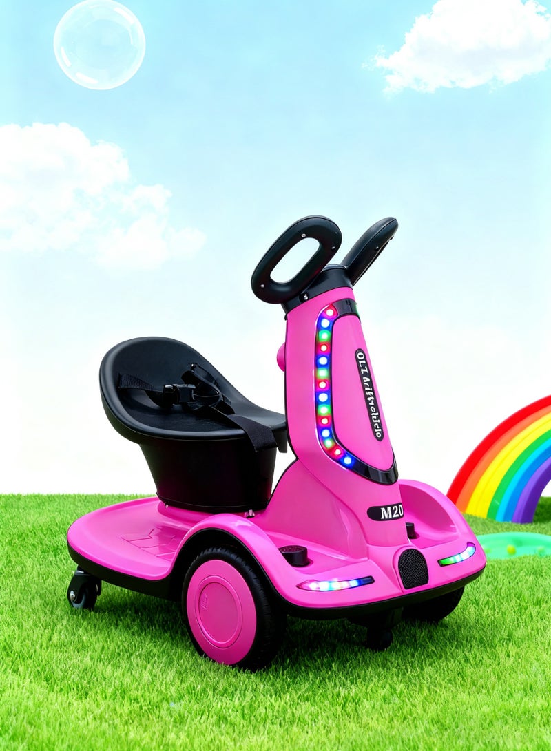 Bolivia's Multi-function Electric Scooter for Children, Four-Wheel Electric Scooter with Double Drive, Music and Light, UK Plug, Electric Scooter for 1-7 Years Kids Boys Girls - Image 1