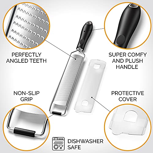 Grace & Grind DESIGNED BY CHEFS ~ Premium Lemon Zester Grater With Perfectly Angled Teeth ~ Ideal for Citrus, Parmesan Cheese, Garlic, Vegetables and Fruits - Image 5