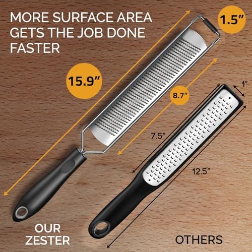 Grace & Grind DESIGNED BY CHEFS ~ Premium Lemon Zester Grater With Perfectly Angled Teeth ~ Ideal for Citrus, Parmesan Cheese, Garlic, Vegetables and Fruits - Image 2
