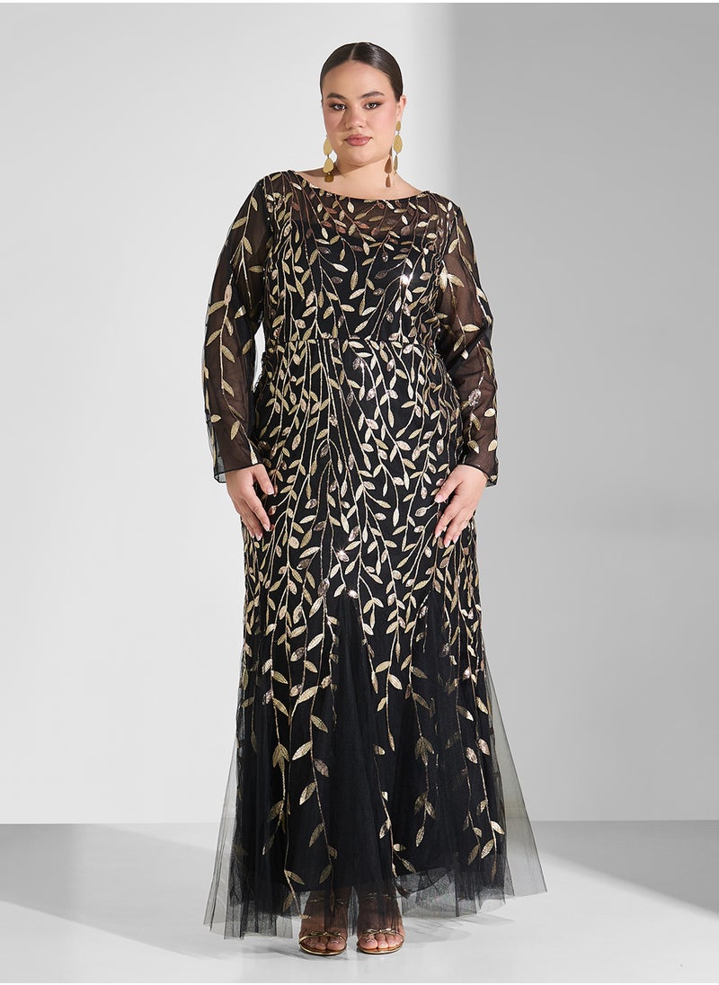 Khizana Plus Size Mermaid Cut Embroidered Dress  - Image 1