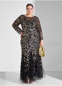 Khizana Plus Size Mermaid Cut Embroidered Dress  - Image 4