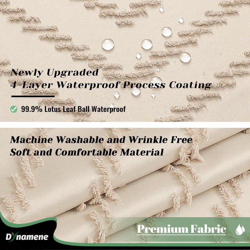 Dynamene ستائر دش طويلة دش طويلة 96 بوصة طويلة بوهو معنقدة شيفرون مخطط الستائر دش الدش للحمام طويل القامة القماش مقاوم للماء الستار مع 12 هوك بيج 72x96 - Image 3