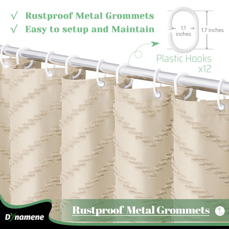 Dynamene ستائر دش طويلة دش طويلة 96 بوصة طويلة بوهو معنقدة شيفرون مخطط الستائر دش الدش للحمام طويل القامة القماش مقاوم للماء الستار مع 12 هوك بيج 72x96 - Image 5