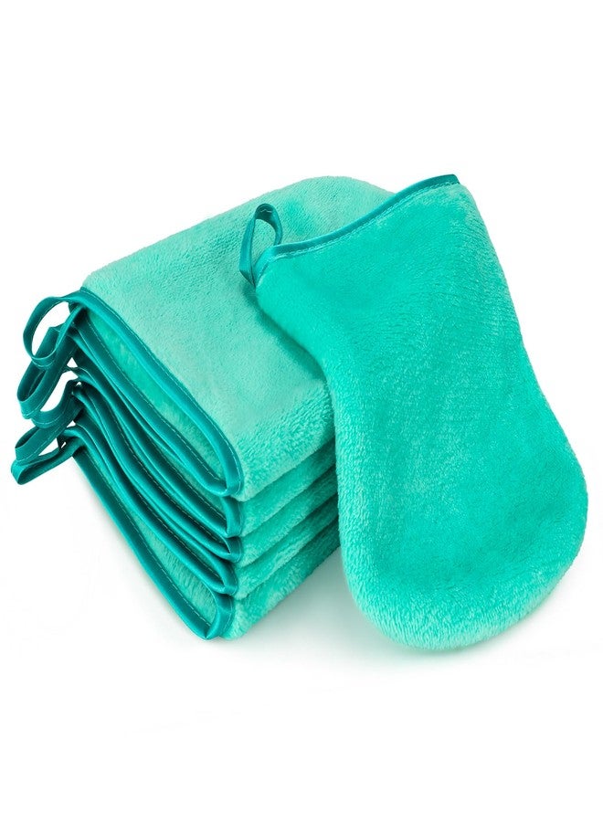 PHOGARY 6 Pack Microfiber Face Body Wash Mitts, Reusable Makeup Remover Mitt Gloves, Soft Flannel Cleansing Mitts Bath Spa Cloth, European Style Face Cloth Mittens, 6×8inch, Green - Image 1