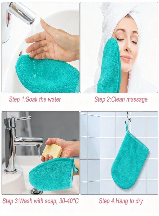 PHOGARY 6 Pack Microfiber Face Body Wash Mitts, Reusable Makeup Remover Mitt Gloves, Soft Flannel Cleansing Mitts Bath Spa Cloth, European Style Face Cloth Mittens, 6×8inch, Green - Image 5