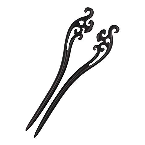 Real Sic Natural Sandalwood Hair Sticks for Women Set of 2 Retro Fashion Chopsticks for Long Hair Water - Image 2
