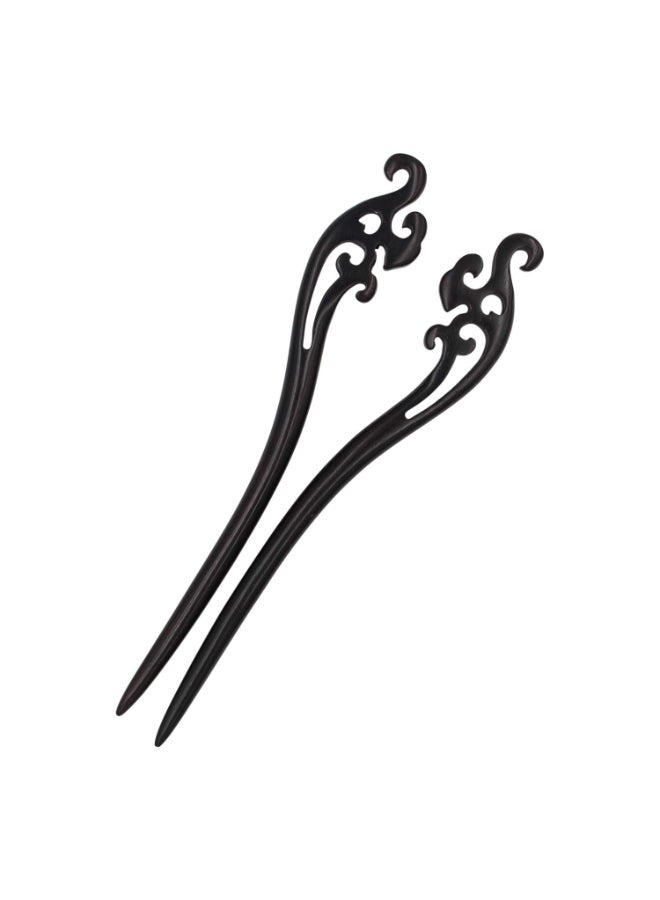 Real Sic Natural Sandalwood Hair Sticks for Women Set of 2 Retro Fashion Chopsticks for Long Hair Water - Image 3