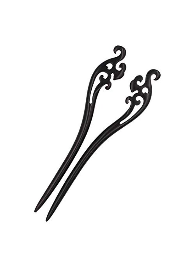 Real Sic Natural Sandalwood Hair Sticks for Women Set of 2 Retro Fashion Chopsticks for Long Hair Water - Image 1