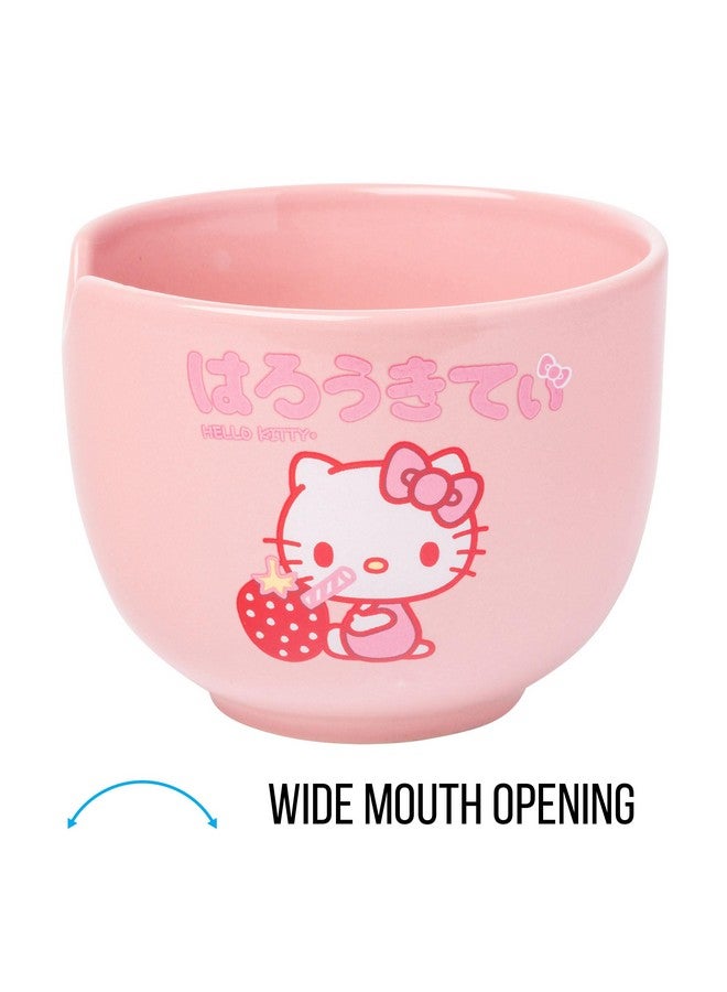 Silver Buffalo Sanrio Hello Kitty Strawberry Milk Japanese Character Ceramic Ramen Noodle Rice Bowl with Chopsticks, Microwave Safe, Pink, 20 Ounces - Image 3
