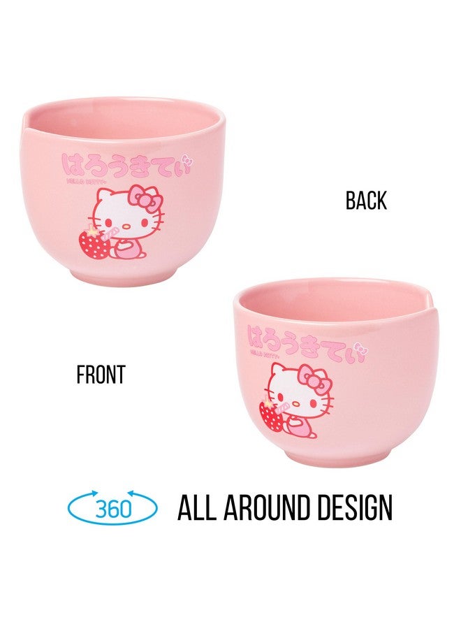 Silver Buffalo Sanrio Hello Kitty Strawberry Milk Japanese Character Ceramic Ramen Noodle Rice Bowl with Chopsticks, Microwave Safe, Pink, 20 Ounces - Image 2