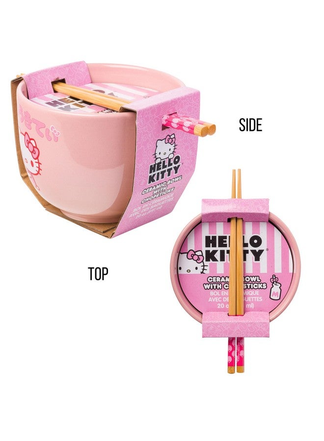 Silver Buffalo Sanrio Hello Kitty Strawberry Milk Japanese Character Ceramic Ramen Noodle Rice Bowl with Chopsticks, Microwave Safe, Pink, 20 Ounces - Image 5